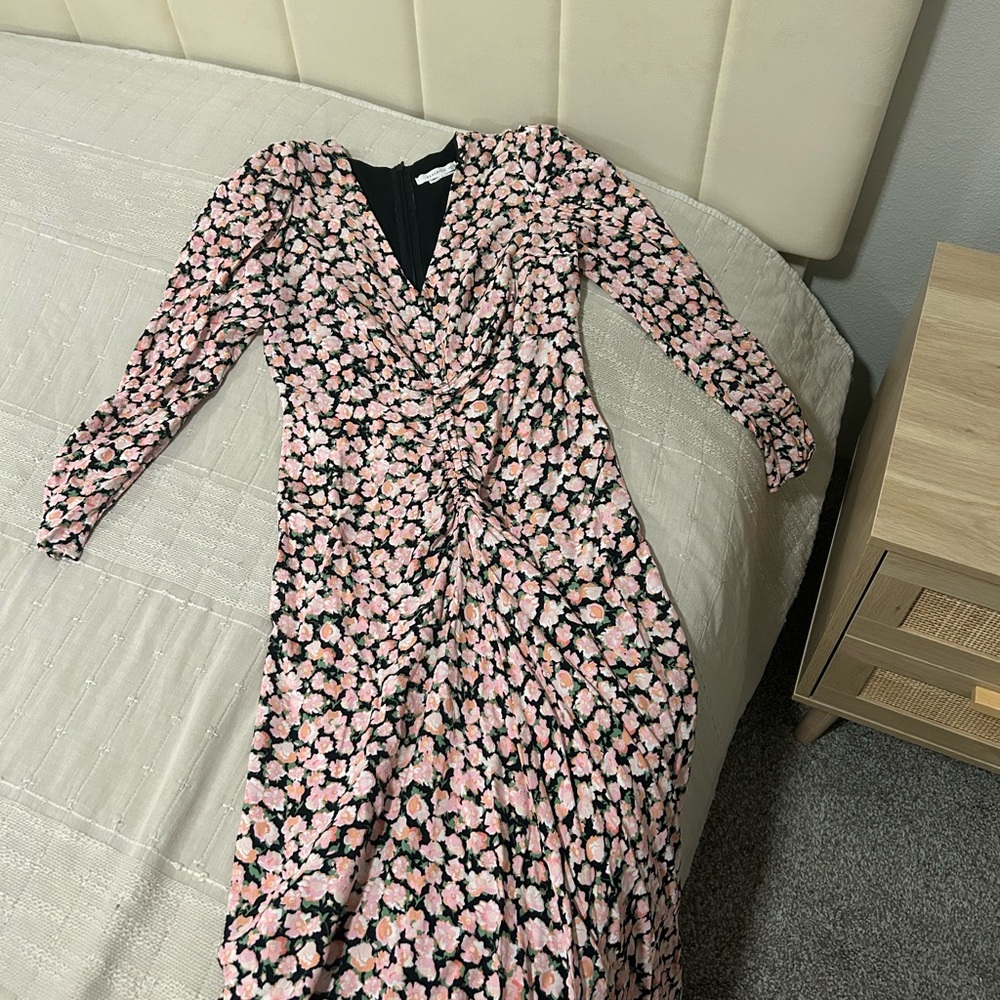 Reserved Pink and Black Floral Long Sleeve Dress